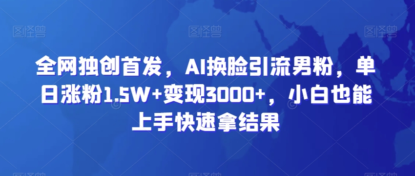 全网独创首发，AI换脸引流男粉，单日涨粉1.5W+变现3000+，小白也能上手快速拿结果【揭秘】-文强博客