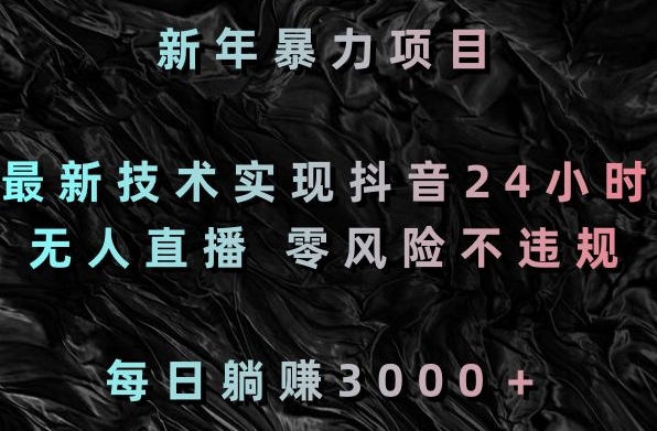 新年暴力项目，最新技术实现抖音24小时无人直播，零风险不违规，每日躺赚3000＋【揭秘】-文强博客