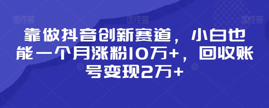 靠做抖音创新赛道，小白也能一个月涨粉10万+，回收账号变现2万+【揭秘】-文强博客