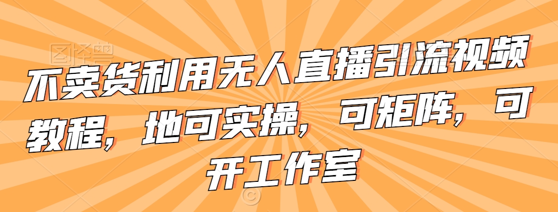 不卖货利用无人直播引流视频教程，地可实操，可矩阵，可开工作室【揭秘】-文强博客