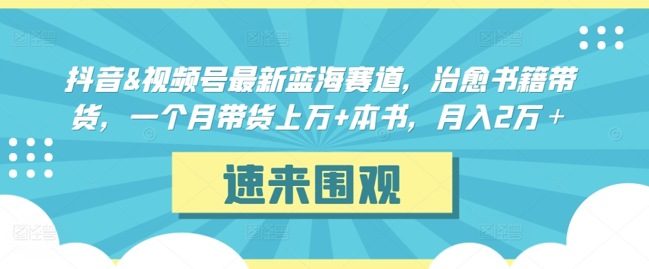 抖音&视频号最新蓝海赛道，治愈书籍带货，一个月带货上万+本书，月入2万＋【揭秘】-文强博客