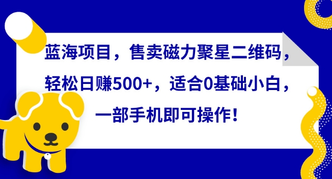 蓝海项目，售卖磁力聚星二维码，轻松日赚500+，适合0基础小白，一部手机即可操作【揭秘】-文强博客