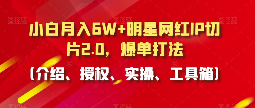 小白月入6W+明星网红IP切片2.0，爆单打法（介绍、授权、实操、工具箱）【揭秘】-文强博客