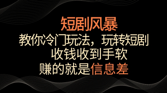 短剧风暴，教你冷门玩法，玩转短剧，收钱收到手软【揭秘】-文强博客