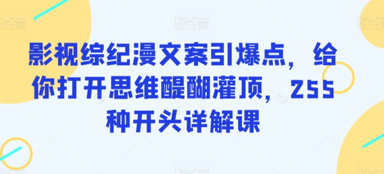 影视综纪漫文案引爆点，给你打开思维醍醐灌顶，255种开头详解课-文强博客