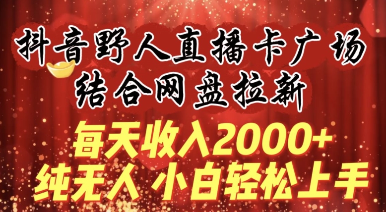 每天收入2000+，抖音野人直播卡广场，结合网盘拉新，纯无人，小白轻松上手【揭秘】-文强博客