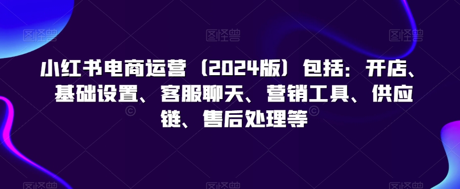 小红书电商运营（2024版）包括：开店、基础设置、客服聊天、营销工具、供应链、售后处理等-文强博客