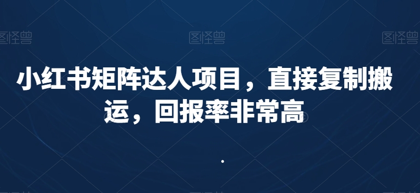 小红书矩阵达人项目，直接复制搬运，回报率非常高-文强博客