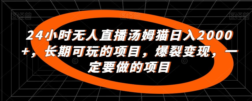 24小时无人直播汤姆猫日入2000+，长期可玩的项目，爆裂变现，一定要做的项目【揭秘】-文强博客