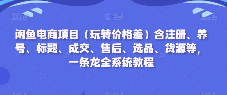 闲鱼电商项目（玩转价格差）含注册、养号、标题、成交、售后、选品、货源等，一条龙全系统教程-文强博客