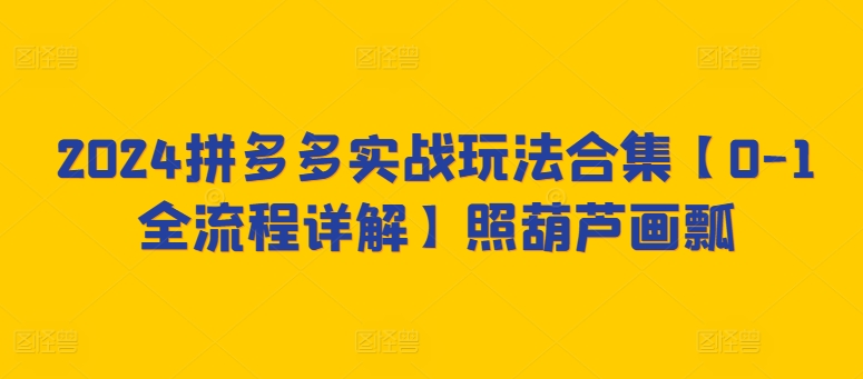 2024拼多多实战玩法合集【0-1全流程详解】照葫芦画瓢-文强博客