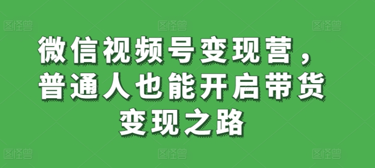 微信视频号变现营，普通人也能开启带货变现之路-文强博客