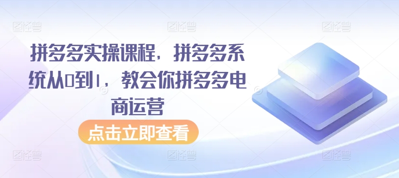 拼多多实操课程，拼多多系统从0到1，教会你拼多多电商运营-文强博客