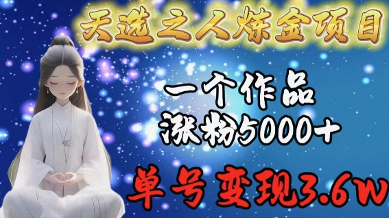 天选之人炼金项目，一个作品涨粉5000+，单号变现3.6w【揭秘】-文强博客