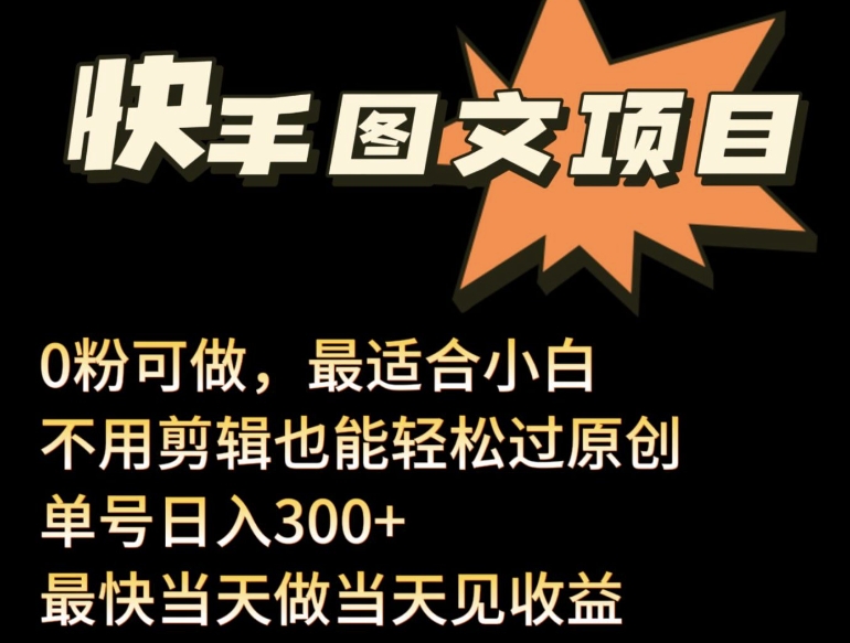 24年最新快手图文带货项目，零粉可做，不用剪辑轻松过原创单号轻松日入300+【揭秘】-文强博客