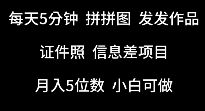 每天5分钟，拼拼图发发作品，证件照信息差项目，小白可做【揭秘】-文强博客