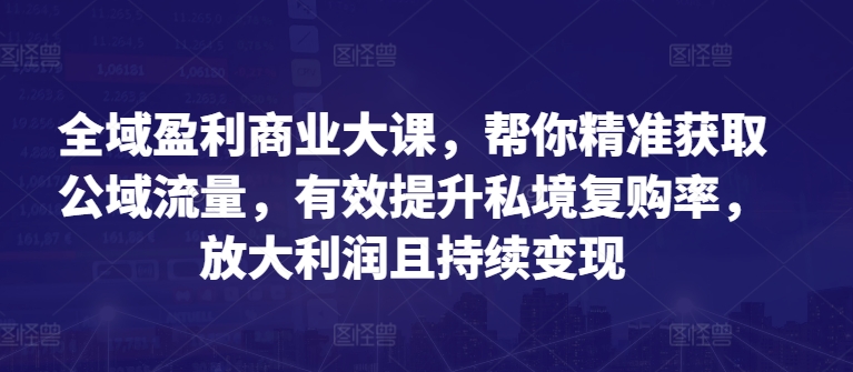 全域盈利商业大课，帮你精准获取公域流量，有效提升私境复购率，放大利润且持续变现-文强博客