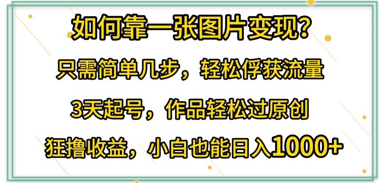 如何靠一张图片变现?只需简单几步，轻松俘获流量，3天起号，作品轻松过原创【揭秘】-文强博客