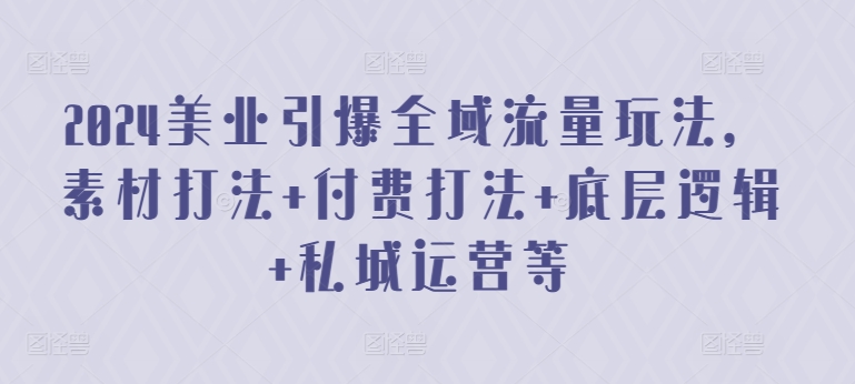 2024美业引爆全域流量玩法，素材打法 付费打法 底层逻辑 私城运营等-文强博客