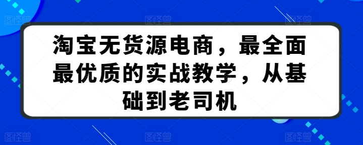 淘宝无货源电商，最全面最优质的实战教学，从基础到老司机-文强博客