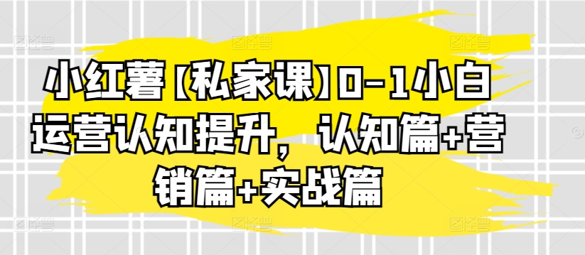 小红薯【私家课】0-1小白运营认知提升，认知篇+营销篇+实战篇-文强博客