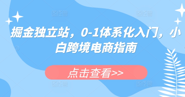 掘金独立站，0-1体系化入门，小白跨境电商指南-文强博客