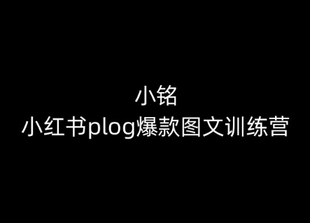 小铭-小红书plog爆款图文训练营，教你从0-1做小红书-文强博客