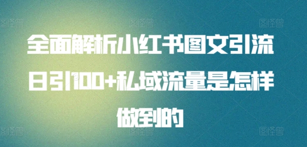 全面解析小红书图文引流日引100+私域流量是怎样做到的【揭秘】-文强博客