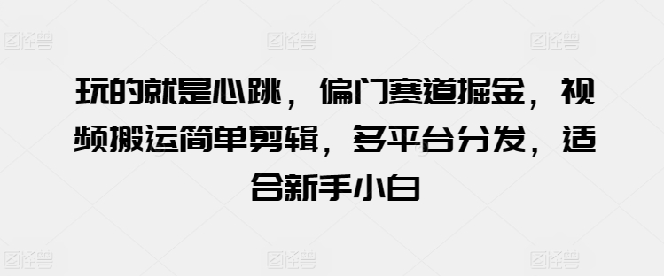 玩的就是心跳，偏门赛道掘金，视频搬运简单剪辑，多平台分发，适合新手小白【揭秘】-文强博客