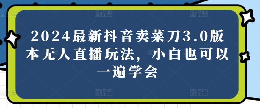 2024最新抖音卖菜刀3.0版本无人直播玩法，小白也可以一遍学会【揭秘】-文强博客