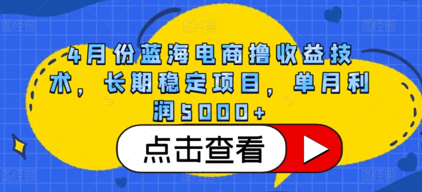 4月份蓝海电商撸收益技术，长期稳定项目，单月利润5000+【揭秘】-文强博客