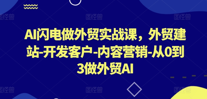 AI闪电做外贸实战课，​外贸建站-开发客户-内容营销-从0到3做外贸AI-文强博客