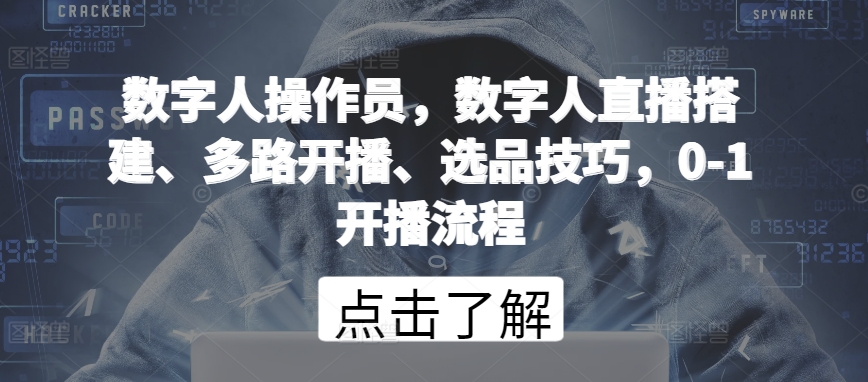 数字人操作员，数字人直播搭建、多路开播、选品技巧，0-1开播流程-文强博客