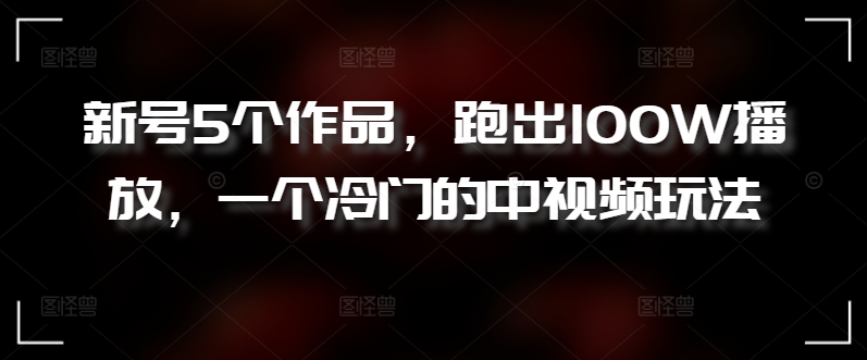 新号5个作品，跑出100W播放，一个冷门的中视频玩法【揭秘】-文强博客