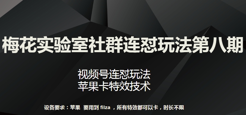 梅花实验室社群连怼玩法第八期，视频号连怼玩法 苹果卡特效技术【揭秘】-文强博客