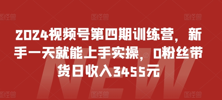 2024视频号第四期训练营，新手一天就能上手实操，0粉丝带货日收入3455元-文强博客