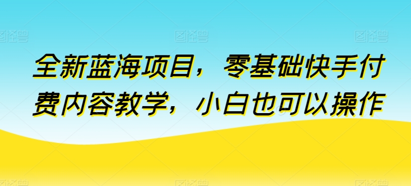 全新蓝海项目，零基础快手付费内容教学，小白也可以操作【揭秘】-文强博客