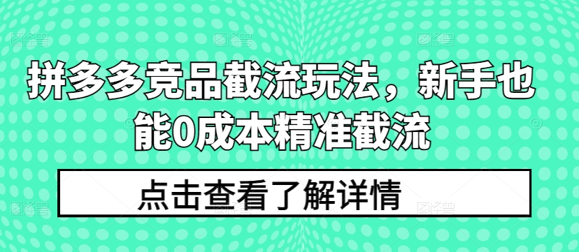 拼多多竞品截流玩法，新手也能0成本精准截流-文强博客