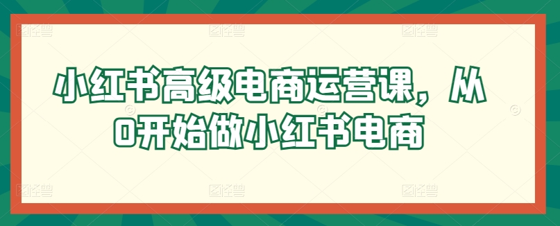 小红书高级电商运营课，从0开始做小红书电商-文强博客