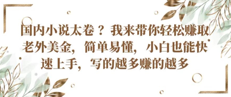 国内小说太卷 ?带你轻松赚取老外美金，简单易懂，小白也能快速上手，写的越多赚的越多【揭秘】-文强博客