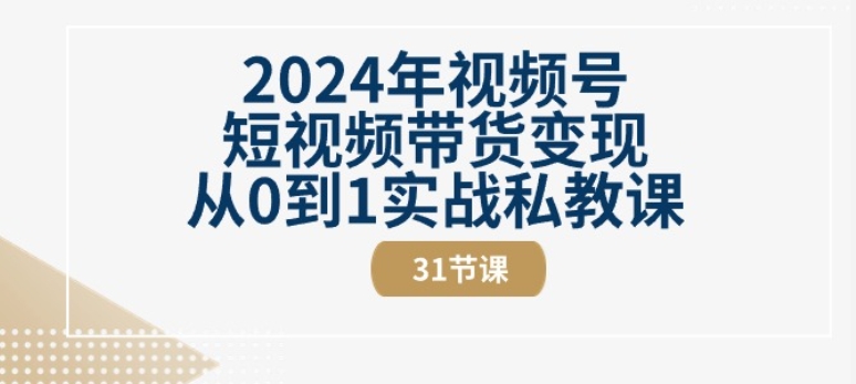 2024年视频号短视频带货变现从0到1实战私教课(31节视频课)-文强博客