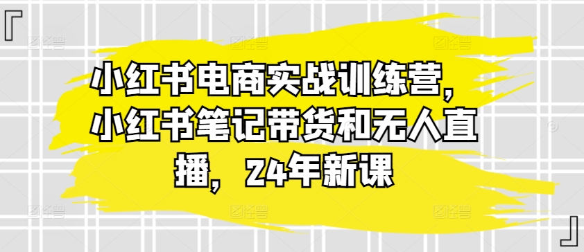 小红书电商实战训练营，小红书笔记带货和无人直播，24年新课-文强博客