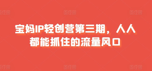 宝妈IP轻创营第三期，人人都能抓住的流量风口-文强博客