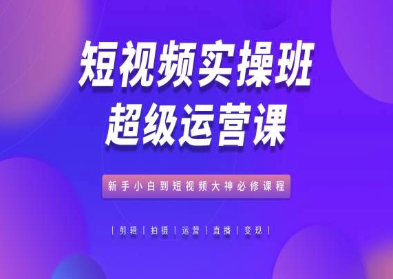 短视频实操班超级运营课，新手小白到短视频大神必修课程-文强博客