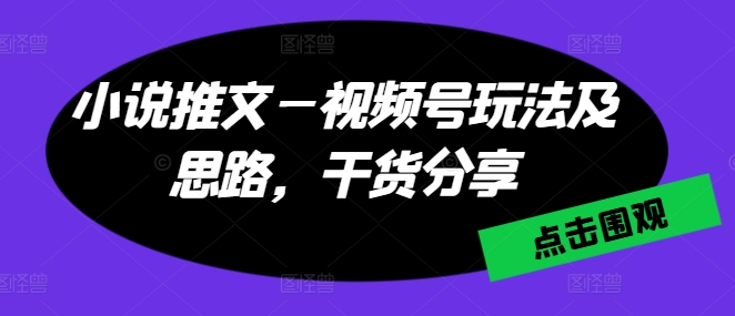 小说推文—视频号玩法及思路，干货分享-文强博客