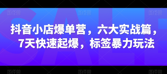 抖音小店爆单营，六大实战篇，7天快速起爆，标签暴力玩法-文强博客