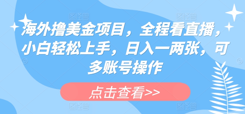 海外撸美金项目，全程看直播，小白轻松上手，日入一两张，可多账号操作【揭秘】-文强博客