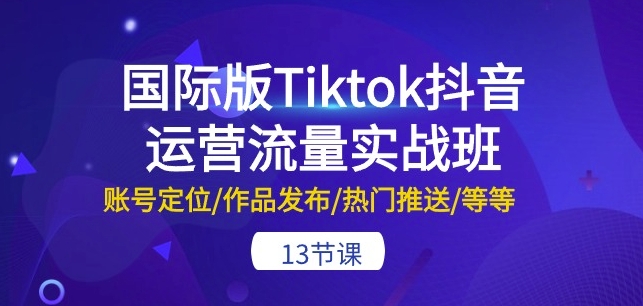 国际版Tiktok抖音运营流量实战班：账号定位/作品发布/热门推送/等等-13节-文强博客