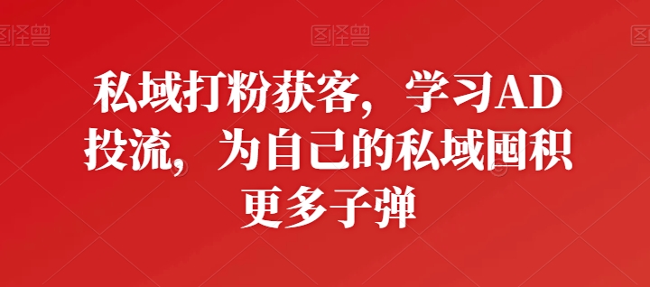 私域打粉获客，学习AD投流，为自己的私域囤积更多子弹-文强博客