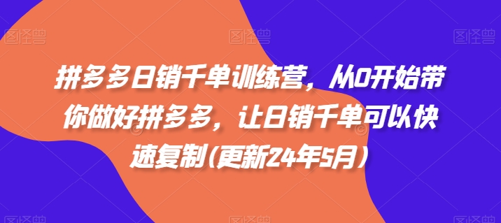 拼多多日销千单训练营，从0开始带你做好拼多多，让日销千单可以快速复制(更新24年5月)-文强博客